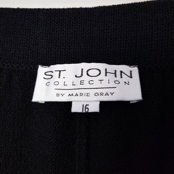 St. John Collection Santana Knit Pull On Pants Black Pleated Crop High Rise 16 - Picture 3 of 15